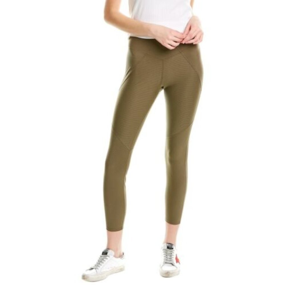 NWT Good American Angled Ribbed Army Green High Rise Leggings 0 Green XS